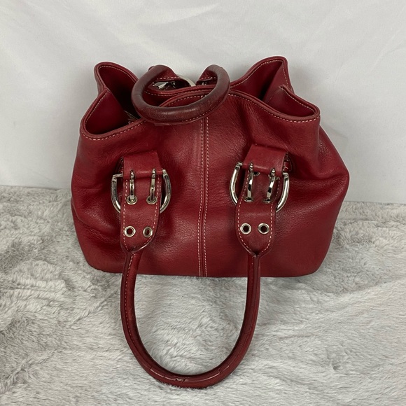 clarks red leather handbag
